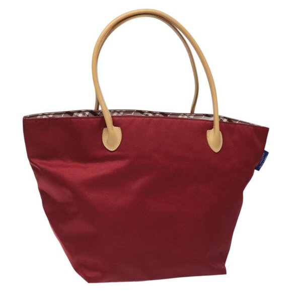 BURBERRY Blue Label Tote Bag Nylon Red Auth - Picture 1 of 16
